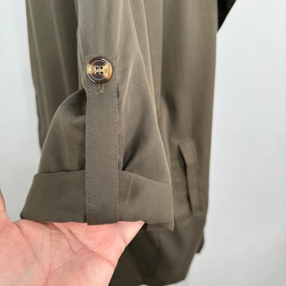 Lulu's Lucky Break Oversized Jacket Army Green Open Front Coat Preppy Size S - Picture 5 of 8